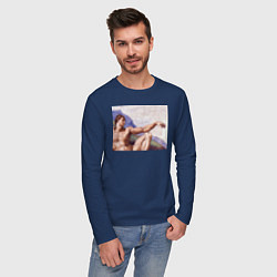 Лонгслив хлопковый мужской Искусство, цвет: тёмно-синий — фото 2