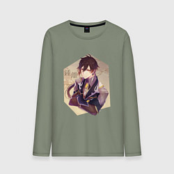 Лонгслив хлопковый мужской Чжун Ли, цвет: авокадо