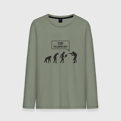 Лонгслив хлопковый мужской CS GO спина Z, цвет: авокадо