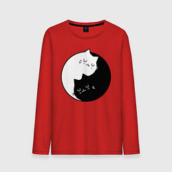 Лонгслив хлопковый мужской Yin and Yang cats, цвет: красный