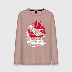 Лонгслив хлопковый мужской Cyberpunk 2077 SAMURAI, цвет: пыльно-розовый