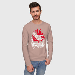 Лонгслив хлопковый мужской Cyberpunk 2077 SAMURAI, цвет: пыльно-розовый — фото 2