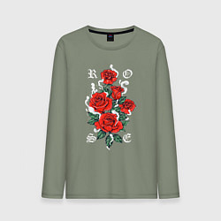 Лонгслив хлопковый мужской РОЗЫ ROSES SMOKE, цвет: авокадо