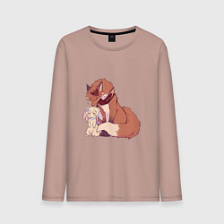 Лонгслив хлопковый мужской Лис и зайка, цвет: пыльно-розовый