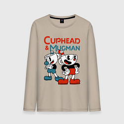 Лонгслив хлопковый мужской Cuphead & Mugman, цвет: миндальный