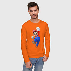 Лонгслив хлопковый мужской Марио цвета оранжевый — фото 2
