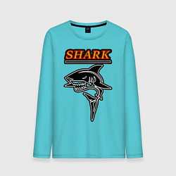 Лонгслив хлопковый мужской Shark цвета бирюзовый — фото 1