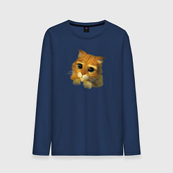Лонгслив хлопковый мужской Шрек: Кот в сапогах, цвет: тёмно-синий