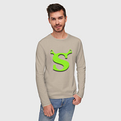 Лонгслив хлопковый мужской Shrek: Logo S, цвет: миндальный — фото 2