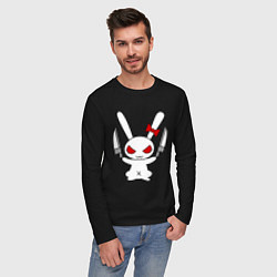 Лонгслив хлопковый мужской Зайка с ножами, цвет: черный — фото 2