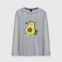 Лонгслив хлопковый мужской Авокадо кошка, цвет: меланж