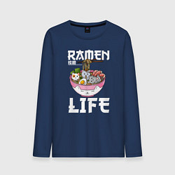 Лонгслив хлопковый мужской Ramen life, цвет: тёмно-синий