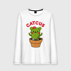 Лонгслив хлопковый мужской Catcus, цвет: белый