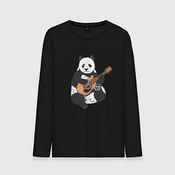 Лонгслив хлопковый мужской Панда гитарист Panda Guitar, цвет: черный