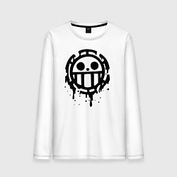 Лонгслив хлопковый мужской One Piece знак черной краской, цвет: белый