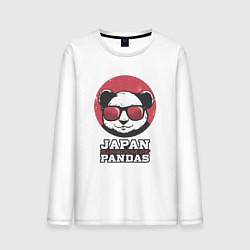 Лонгслив хлопковый мужской Japan Kingdom of Pandas, цвет: белый