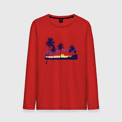 Лонгслив хлопковый мужской ПАЛЬМЫ, цвет: красный
