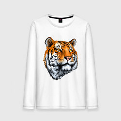 Лонгслив хлопковый мужской Тигр, цвет: белый