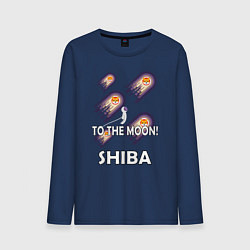 Лонгслив хлопковый мужской TO THE MOON! SHIBA, цвет: тёмно-синий