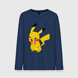 Лонгслив хлопковый мужской Уставший Пикачу, цвет: тёмно-синий