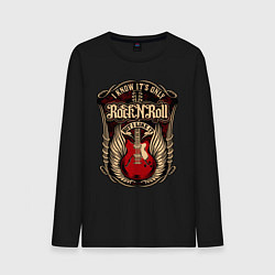 Лонгслив хлопковый мужской Гитара и крылья РОК, цвет: черный