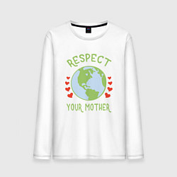 Лонгслив хлопковый мужской Respect Earth, цвет: белый