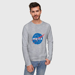 Лонгслив хлопковый мужской NASA Pizza, цвет: меланж — фото 2