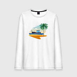 Лонгслив хлопковый мужской Яхта и пляж, цвет: белый