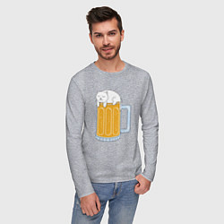 Лонгслив хлопковый мужской Beer Cat, цвет: меланж — фото 2
