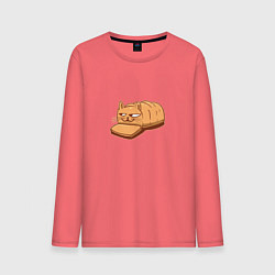 Лонгслив хлопковый мужской Кот хлеб - Bread Cat, цвет: коралловый
