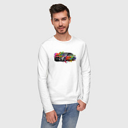 Лонгслив хлопковый мужской Автомобиль бмв, цвет: белый — фото 2
