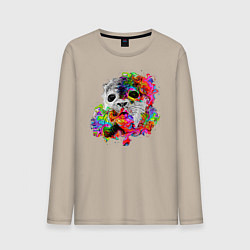 Лонгслив хлопковый мужской Тюлень мем, цвет: миндальный