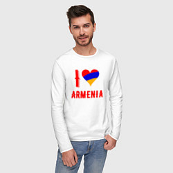 Лонгслив хлопковый мужской I Love Armenia цвета белый — фото 2