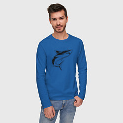 Лонгслив хлопковый мужской Акула цвета синий — фото 2