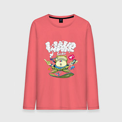 Лонгслив хлопковый мужской Wake Guru, цвет: коралловый