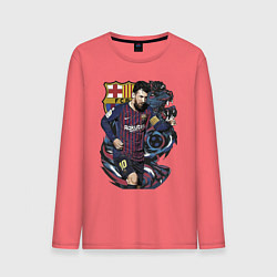 Лонгслив хлопковый мужской Messi Barcelona Argentina Striker, цвет: коралловый