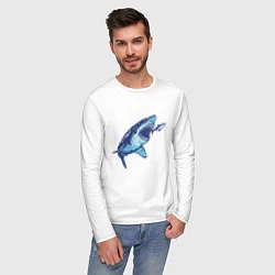 Лонгслив хлопковый мужской Гигантская акула Мегалодон, цвет: белый — фото 2
