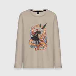 Лонгслив хлопковый мужской Дилюк в деле, цвет: миндальный