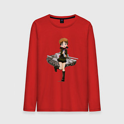 Лонгслив хлопковый мужской ТАНКИСТКА, цвет: красный