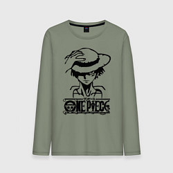 Лонгслив хлопковый мужской Луффи пират Соломенной шляпы, цвет: авокадо