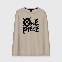 Лонгслив хлопковый мужской One Piece Большой куш лого, цвет: миндальный