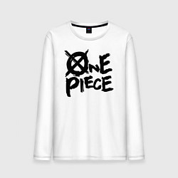 Лонгслив хлопковый мужской One Piece Большой куш лого, цвет: белый