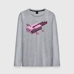 Лонгслив хлопковый мужской Аксолотль Axolotl, цвет: меланж