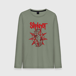 Лонгслив хлопковый мужской Slipknot Slip Goats Art, цвет: авокадо