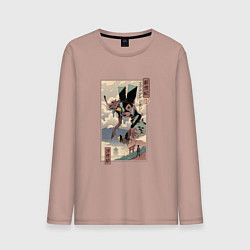 Лонгслив хлопковый мужской ЕВАНГЕЛИОН ДРЕВНЯЯ ГРАВЮРА, цвет: пыльно-розовый