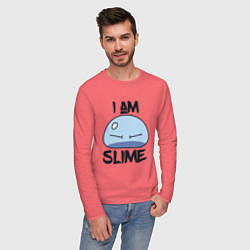 Лонгслив хлопковый мужской I AM SLIME, Я СЛИЗЬ, цвет: коралловый — фото 2