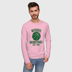 Лонгслив хлопковый мужской Milwaukee Basket, цвет: светло-розовый — фото 2