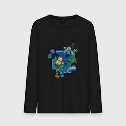 Лонгслив хлопковый мужской Майнкрафт Под водой, цвет: черный
