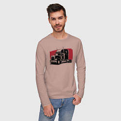 Лонгслив хлопковый мужской Truck red, цвет: пыльно-розовый — фото 2
