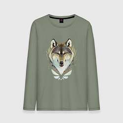 Лонгслив хлопковый мужской Зимний хранитель, цвет: авокадо